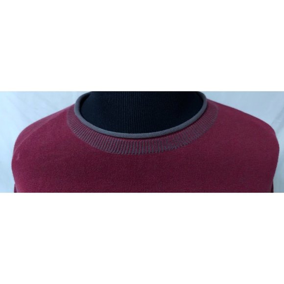 Chaps Denim Mens Large Red Grey Pullover Long Sleeve Logo Stretch Sweater - Picture 3 of 12